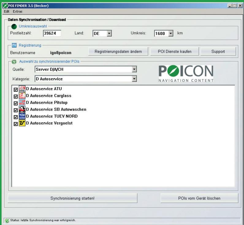 BECKER TRAFFIC ASSIST Z100 - Synchronisation des POI - 5