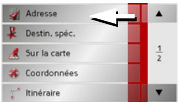 BECKER TRAFFIC ASSIST Z200 - Menu de navigation: Adresse - 1