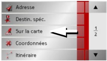 BECKER TRAFFIC ASSIST Z200 - Menu de navigation : Sur la carte - 1