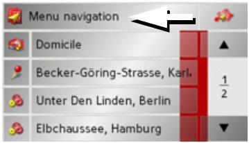 BECKER TRAFFIC ASSIST Z250 - Le Menu de navigation - 1
