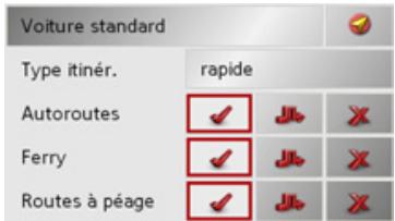 BECKER TRAFFIC ASSIST Z250 - Options pour le profil de trajet - 1