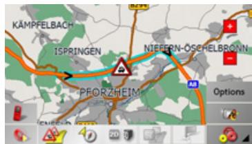 BECKER TRAFFIC ASSIST Z250 - Afficher la route concernée sur la carte - 1