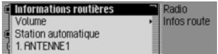 BECKER MEXICO 7948 - Commandes dans le menu Messages d'informations routières - 1