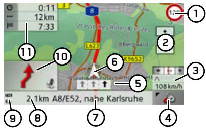 BECKER TRAFFIC ASSIST Z103 - Structure de l'affichage de carte - 2