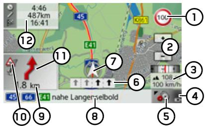 BECKER TRAFFIC ASSIST Z108 - Structure de l'affichage de carte - 2