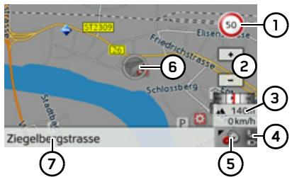 BECKER TRAFFIC ASSIST Z203 - Structure de l'affichage de carte - 1