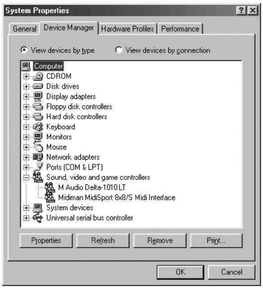 M-AUDIO DELTA1010LT - Vérification de l'installation des pilotes sous Windows - 1