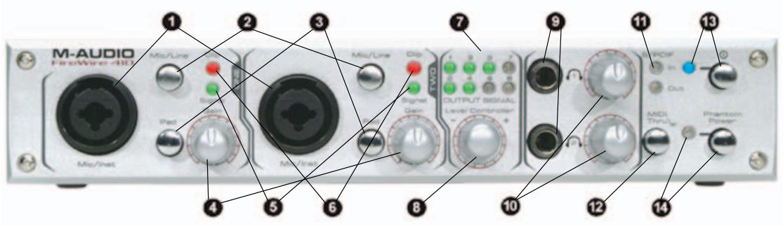 M-AUDIO FIREWIRE 410 - Contrôles et connecteurs - 1