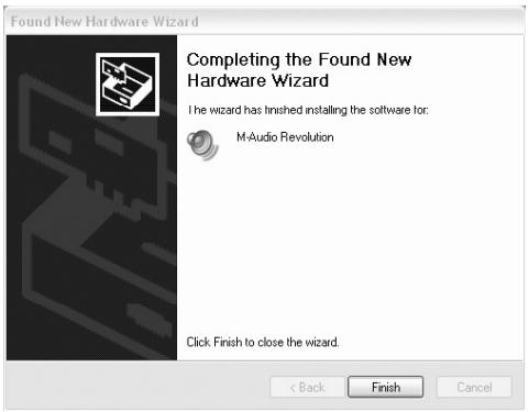 M-AUDIO REVOLUTION 7.1 - Installation sous Windows XP - 5