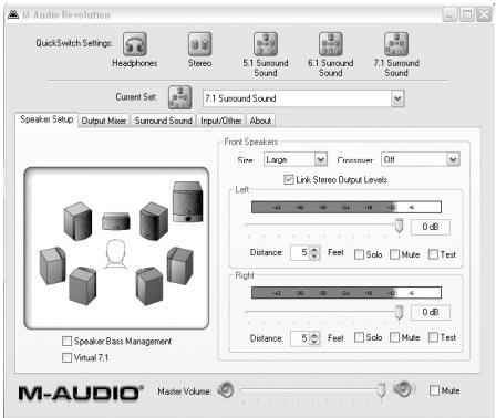 M-AUDIO REVOLUTION 7.1 - Panneau de configuration de la Révolution 7.1 - 1