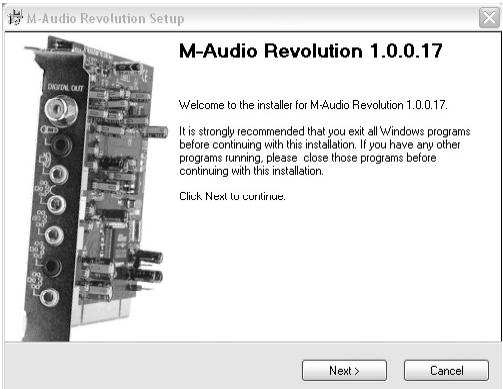M-AUDIO REVOLUTION 7.1 - Installation sous Windows XP - 1