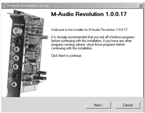 M-AUDIO REVOLUTION 7.1 - Installation sous Windows 2000 - 1
