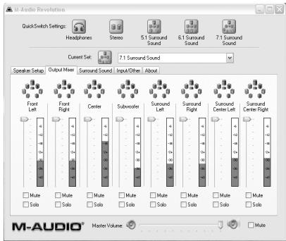 M-AUDIO REVOLUTION 7.1 - Onglet Output Mixer (Mélangeur sortie) - 1