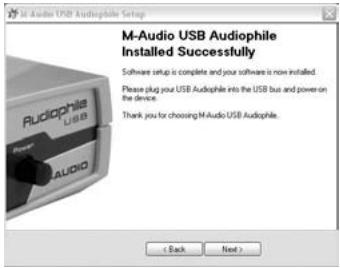 M-AUDIO AUDIOPHILE USB - Installation sous Windows XP : - 6
