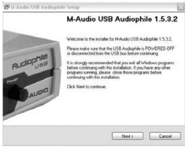 M-AUDIO AUDIOPHILE USB - Installation sous Windows XP : - 1