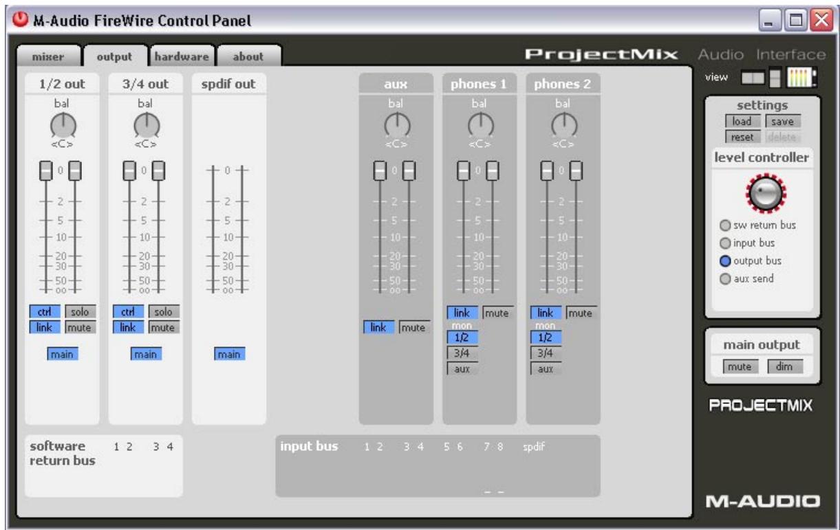 M-AUDIO PROJMIX - Page Output (Sortie) - 1