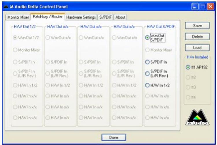 M-AUDIO AUDIOPHILE 192 - Patchbay/Router Page - 1