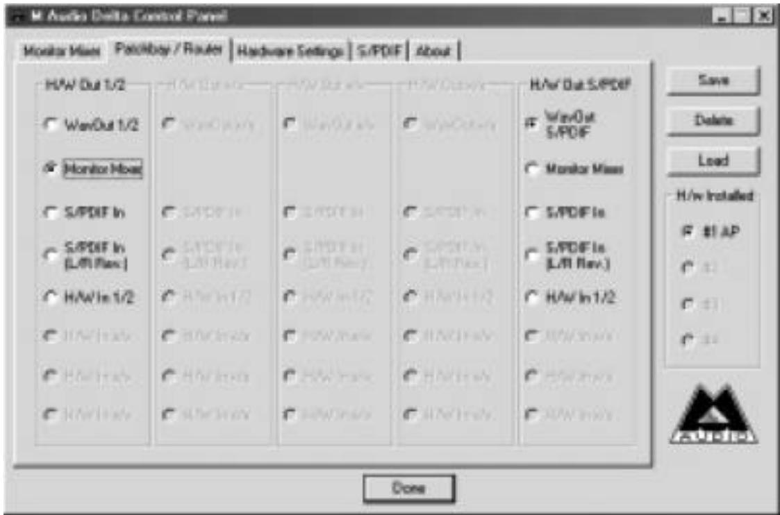 M-AUDIO AUDIOPHILE 2496 - Onglet Patchbay/Router - 1
