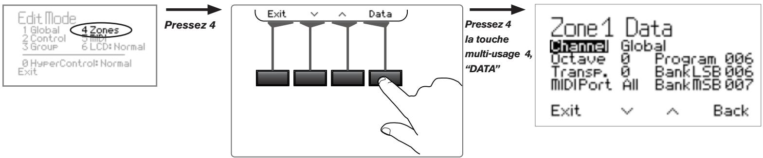 M-AUDIO AXIOM PRO 25 - Edit Mode > Zones > Data - 1