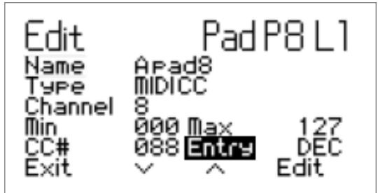 M-AUDIO AXIOM PRO 25 - À propos du sous-paramètre “Entry”: - 1