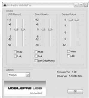 M-AUDIO MOBILEPRE USB - Panneau de configuration - 2