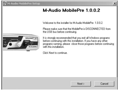 M-AUDIO MOBILEPRE USB - Windows 2000 - 2