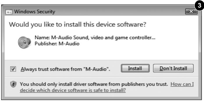 M-AUDIO OXYGEN 49 (BLUE) - Instructions d'installation pour les utilisateurs sous Windows XP et Vista - 3