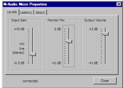 M-AUDIO PRO TOOLS KEYSTUDIO - Onglet Levels (niveau) - 1