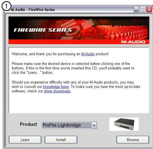 M-AUDIO PROFIRE LIGHTBRIDGE - Instructions d'installation pour Windows XP - 1