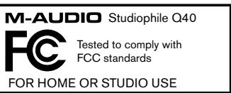 M-AUDIO STUDIOPHILE Q40 - Enregistrement de la garantie - 1