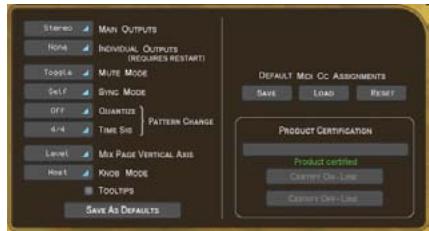 M-AUDIO WIZOO DARBUKA - La page de configuration (Setup Page) - 1