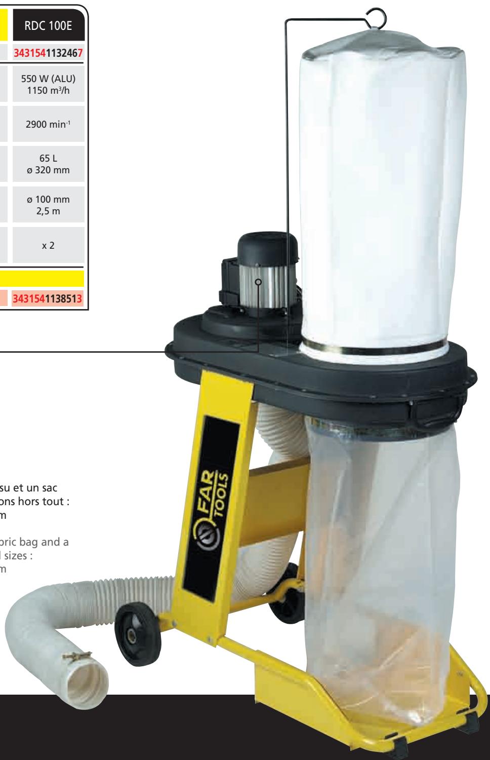 FARTOOLS RDC 100E - ASPIRATEUR À COPEAUX WOOD VACUUM CLEANER - 3