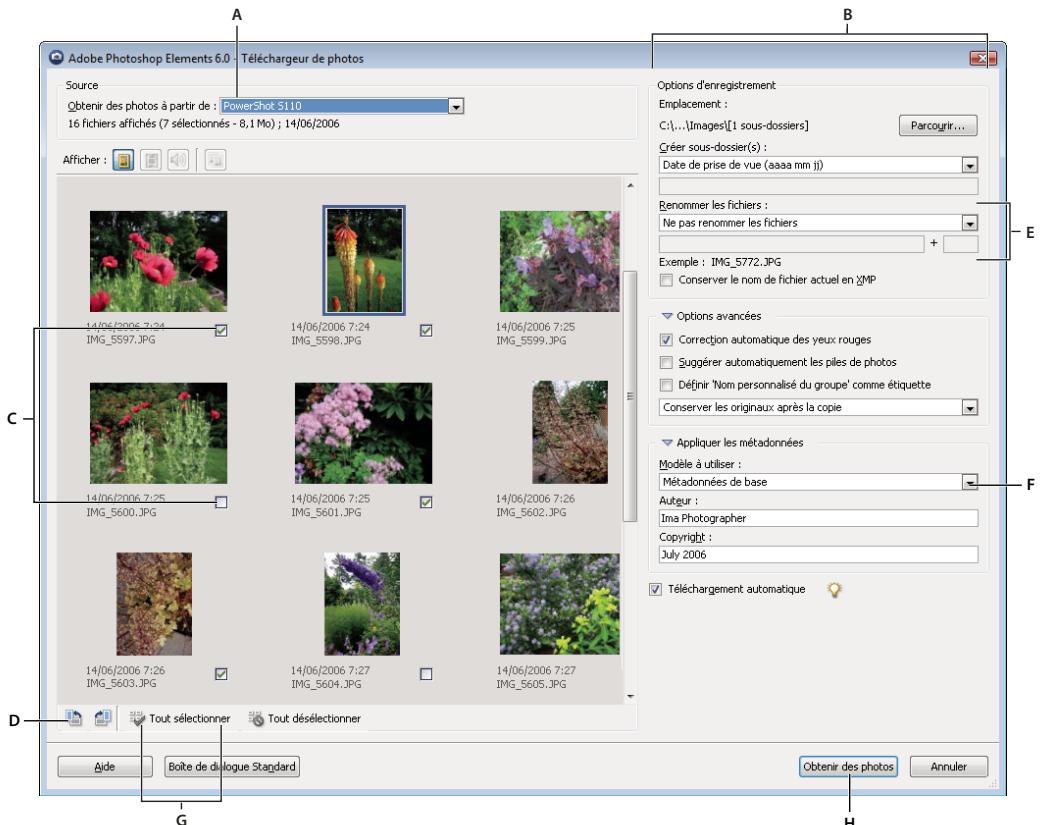 ADOBE PHOTOSHOP ELEMENTS 6 - Définition des options avancées de téléchargement des photos - 1