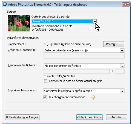 ADOBE PHOTOSHOP ELEMENTS 6 - Importation des photos depuis un apparéil photo numérique ou un lecteur de carte - 2