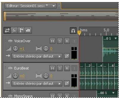 ADOBE AUDITION CS5.5 - Attribution d'un nom à chaque piste et déplacement de pistes - 3