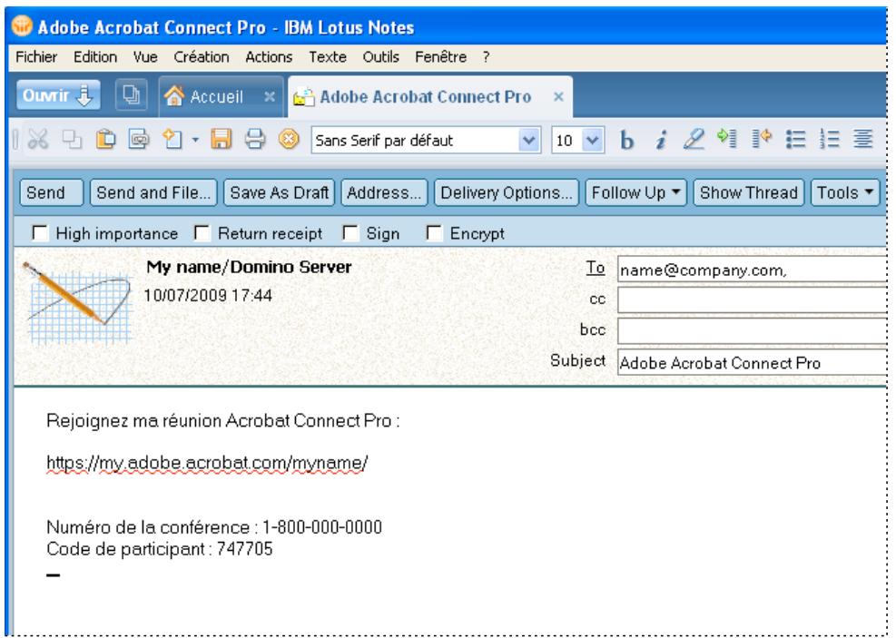 ADOBE CONNECT 8 LOTUS - Envoi d'une invitation par message électronique - 1