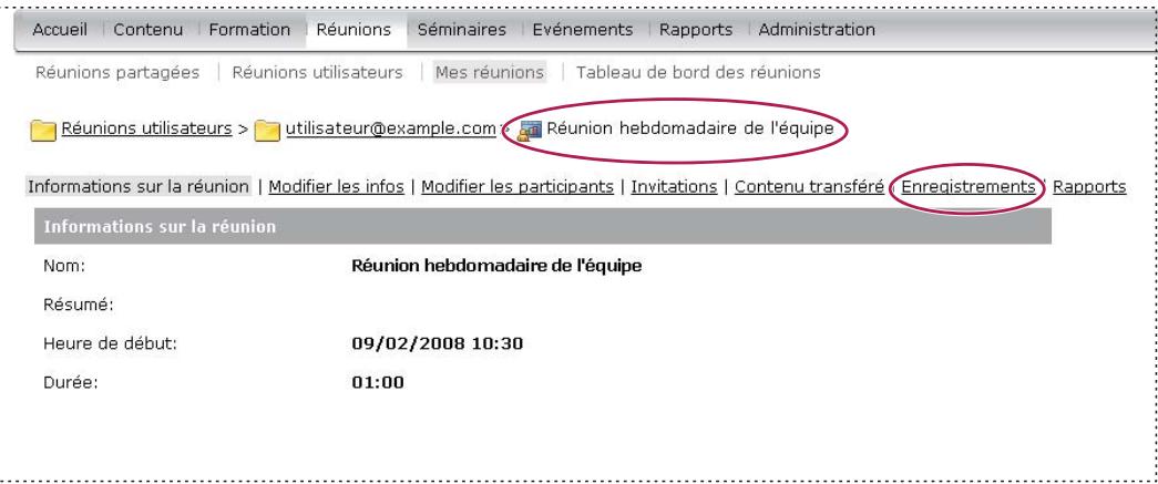 ADOBE CONNECT PRO 7.5 - Affichage de la liste des réunions enregistrées - 1