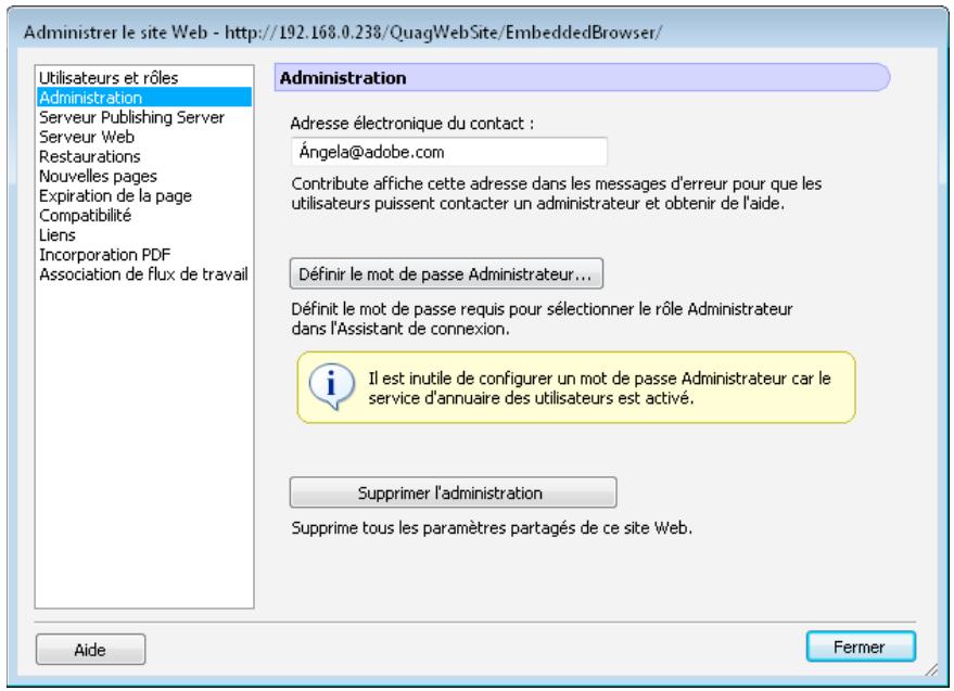 ADOBE CONTRIBUTE CS4 - Ouverture de la boîte de dialogue Administrer le site Web - 1