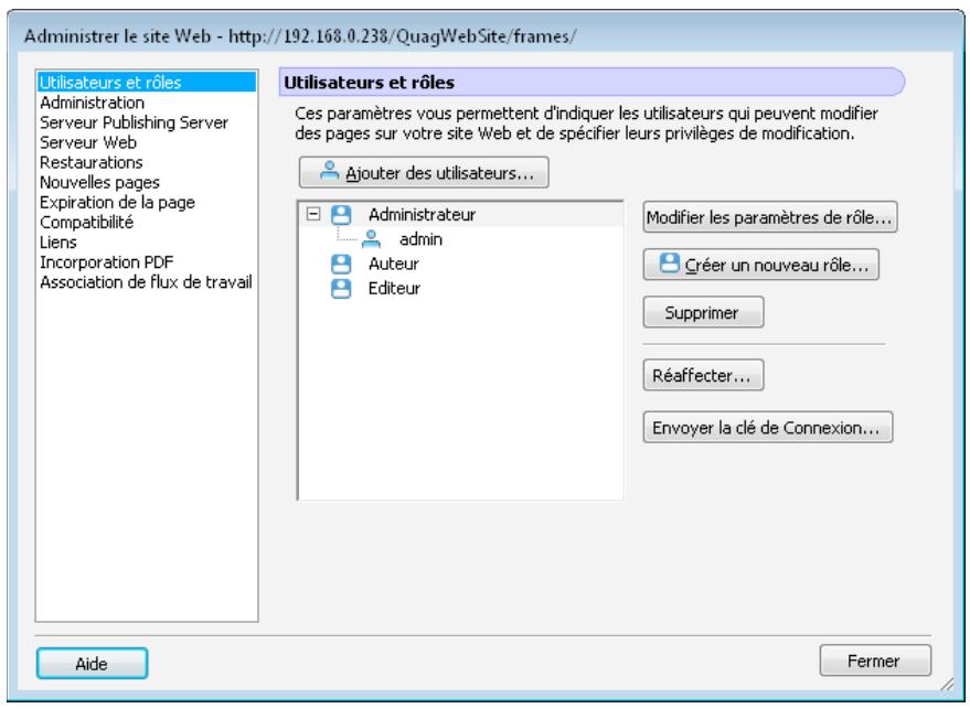 ADOBE CONTRIBUTE CS4 - Sélectionnez Utilisateurs et rôles. - 1