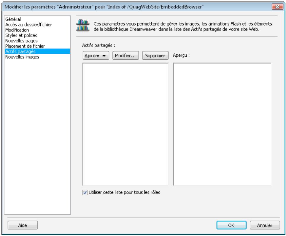 ADOBE CONTRIBUTE CS4 - Définition des paramètres pour les actifs partagés - 1