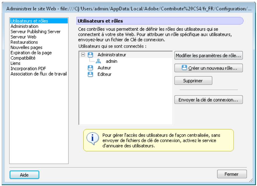 ADOBE CONTRIBUTE CS4 - Modification des paramètres d'un rôle - 1