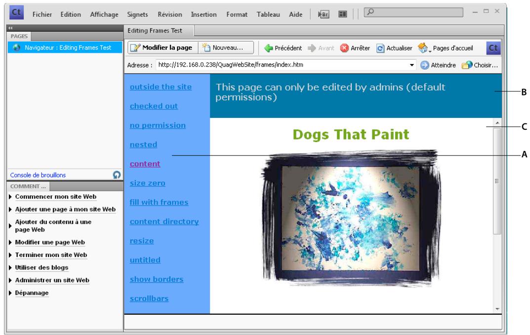 ADOBE CONTRIBUTE CS4 - A propos des cadres - 1