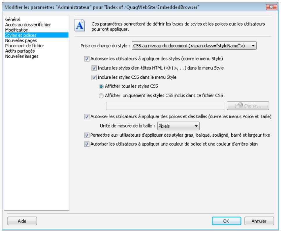 ADOBE CONTRIBUTE CS4 - Définition du style et des polices - 1