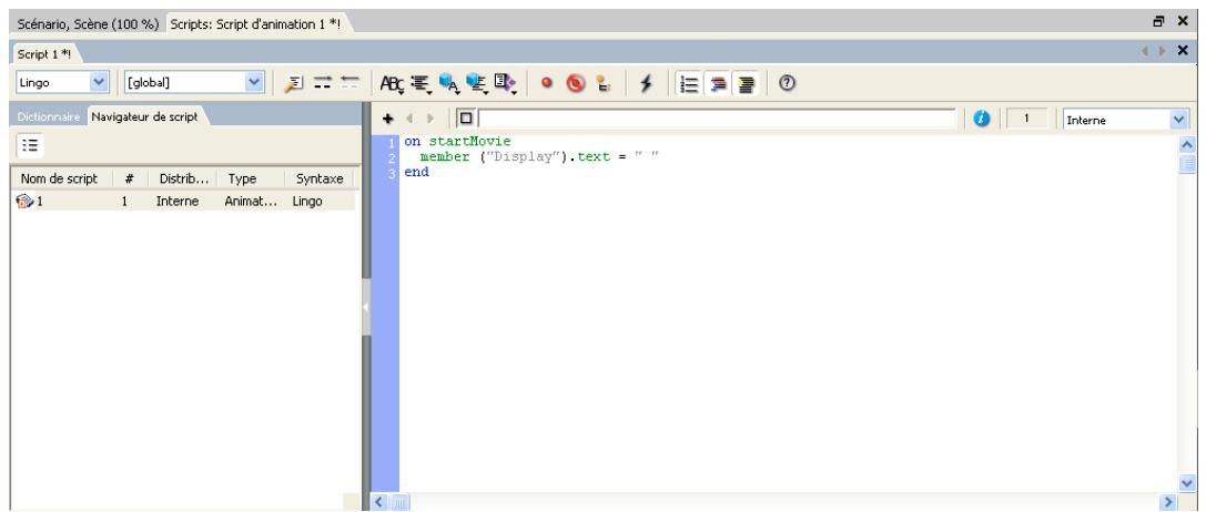 ADOBE DIRECTOR 11.5 - Utilisation de la fenêtre Script - 1