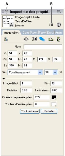 ADOBE DIRECTOR 11.5 - Affichage et modification des propriétés d'une image-objet dans l'Inspecteur des propriétés - 1