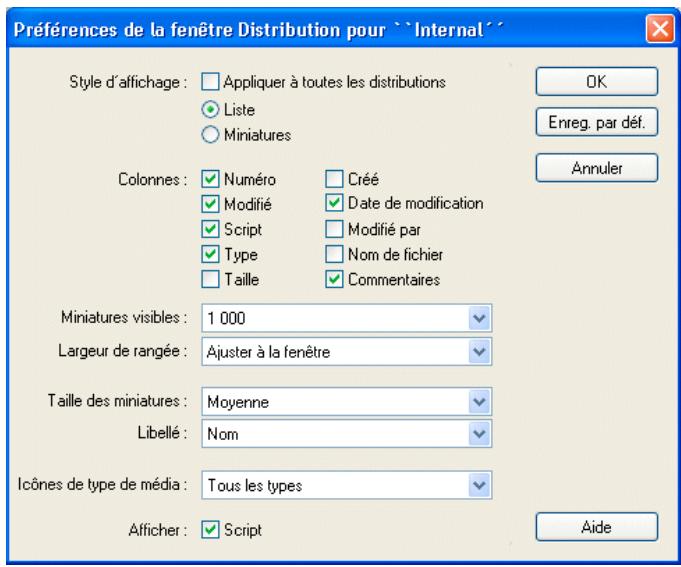 ADOBE DIRECTOR 11.5 - Définition des préférences de la fenêtre Distribution - 1