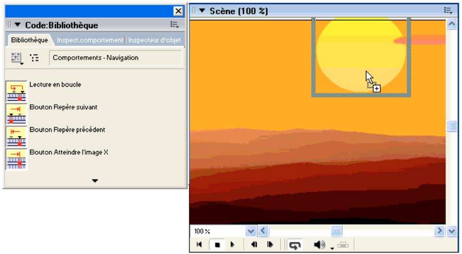 ADOBE DIRECTOR 11.5 - Associer un comportement à une image-objet ou à une image à l'aide de la Palette des bibliothèques - 1
