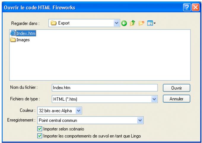ADOBE DIRECTOR 11.5 - Importer du contenu Fireworks avec découpes, avec calques ou interactif - 1