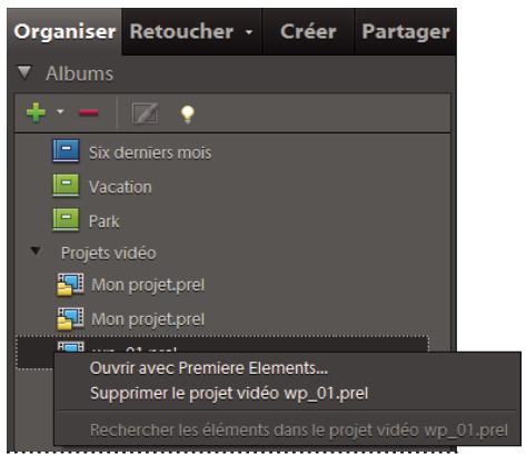 ADOBE ELEMENTS ORGANIZER 9 - Affichage de projets video - 1