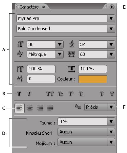 ADOBE ENCORE CS3 - Présentation du panneau Caractère - 1